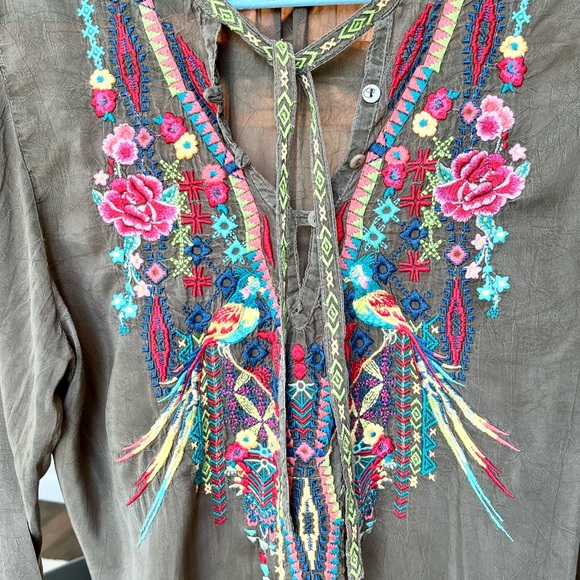 JOHNNY WAS Serendipity Embroidered BLOUSE Large - Picture 3 of 6